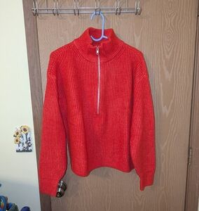 Vince Camuto - Orange Zip Knit Turtleneck Sweater - Women's Medium